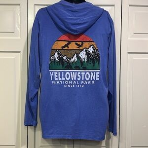 US Vintage Blue Hooded Yellowstone Shirt Size 2XL